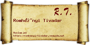 Romhányi Tivadar névjegykártya