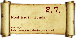 Romhányi Tivadar névjegykártya